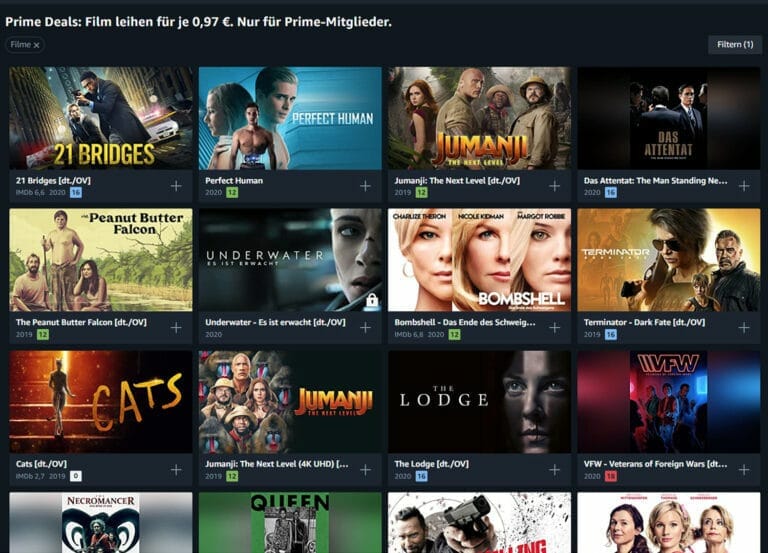 Neue Leihfilm-Aktion bei Prime Video: HD & UHD Filme für 97 Cent