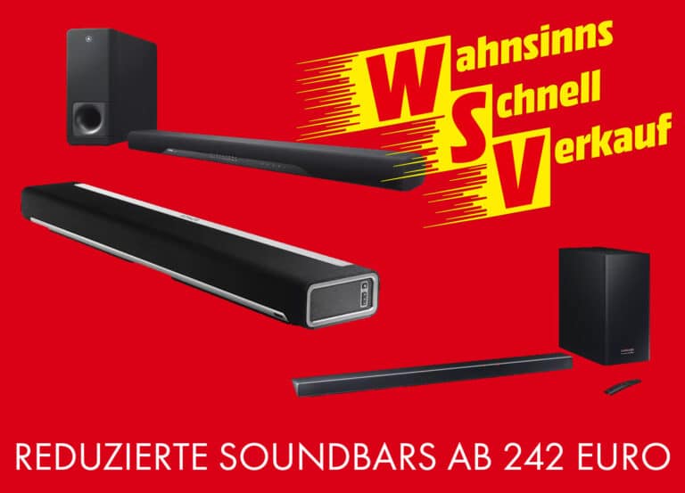 5 reduzierte Soundbars ab 250 Euro im Wahnsinns-Schnell-Verkauf (WSV)
