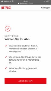 Den 1. Monat bezahlen und den 2. Monat Netflix gratis erhalten!