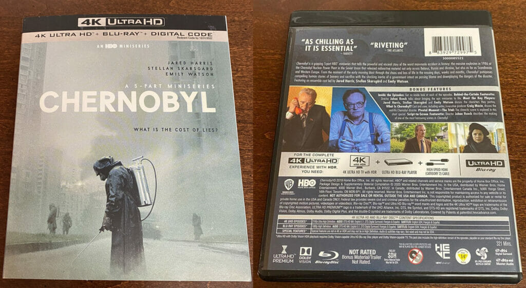 Auf der Rückseite der Charnobyl 4K Blu-ray prangert das "Dolby Vision"-Logo 