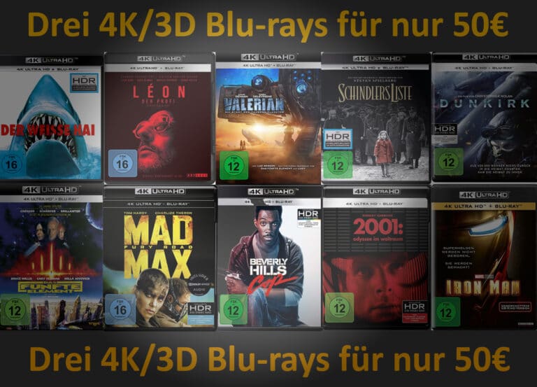 NUR NOCH HEUTE: Drei 4K/3D Blu-rays für nur 50 Euro!
