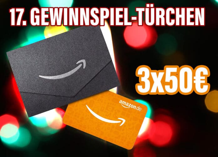 Gewinnspiel-Türchen Nr. 17 lockt mit drei 50 Euro-Gutscheinen für Amazon.de!