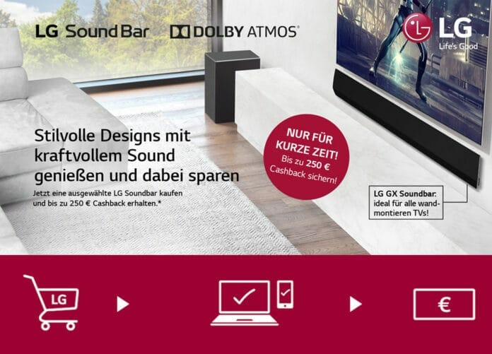 Soundbar von LG Electronics kaufen und bis zu 250 Euro Cashback erhalten!