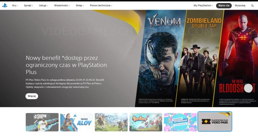 Ein Screenshot mit Verweis auf den PlayStation Plus Video Pass