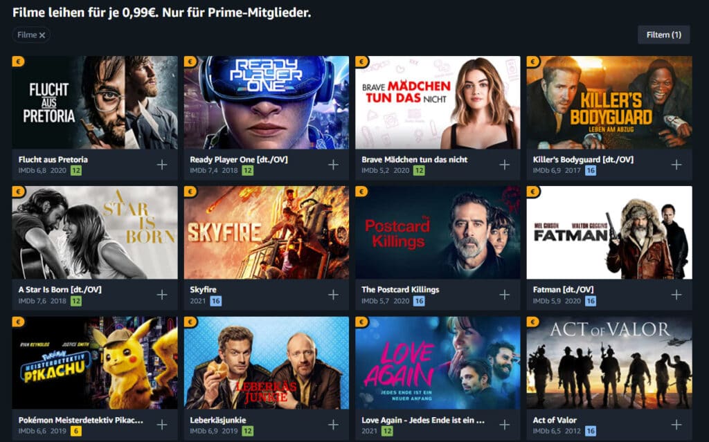 Ein Teil der Auswahl aus der aktuellen 99-Cent-Aktion von Amazon Prime