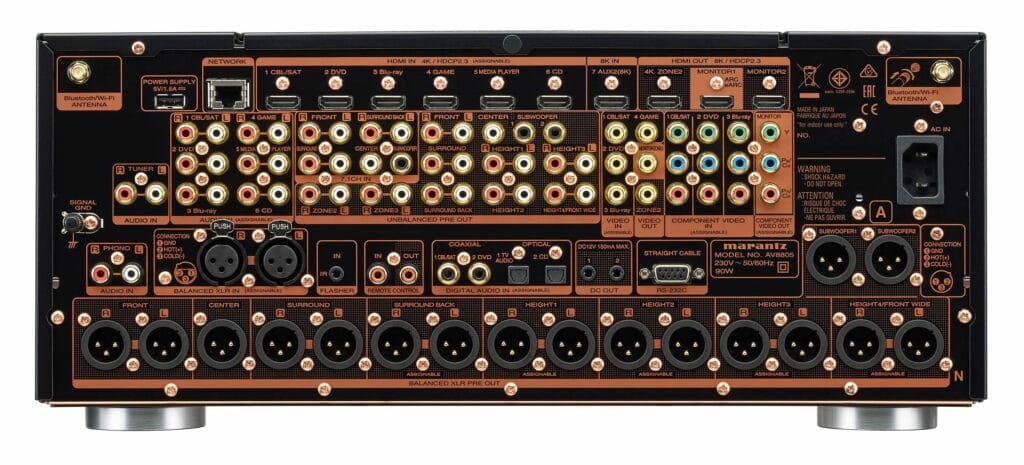 Die Anschlüsse des AV8805A AV-Vorverstärkers