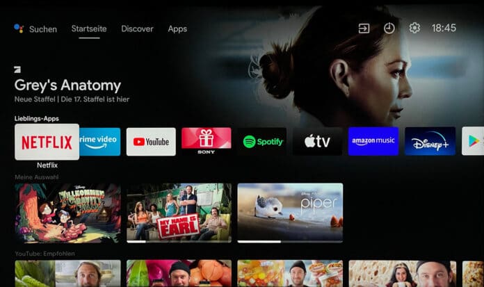 Der neue Android TV-Startbildschirm mit 