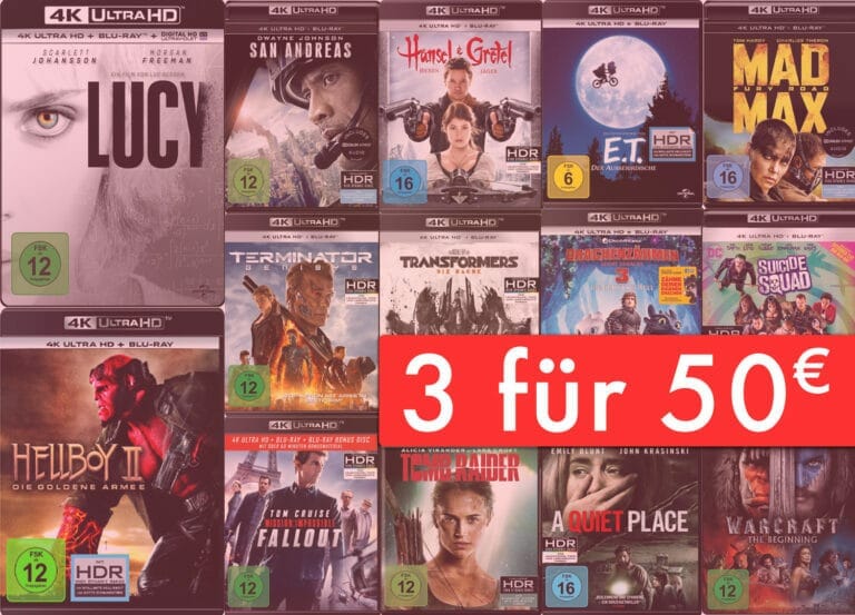 NUR NOCH HEUTE (Sonntag): Drei 4K Ultra HD Blu-rays für nur 50 Euro