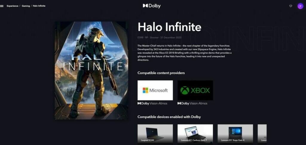 Halo Infinite erscheint auf PC und Xbox Series X|S mit Dolby Vision und Dolby Atmos