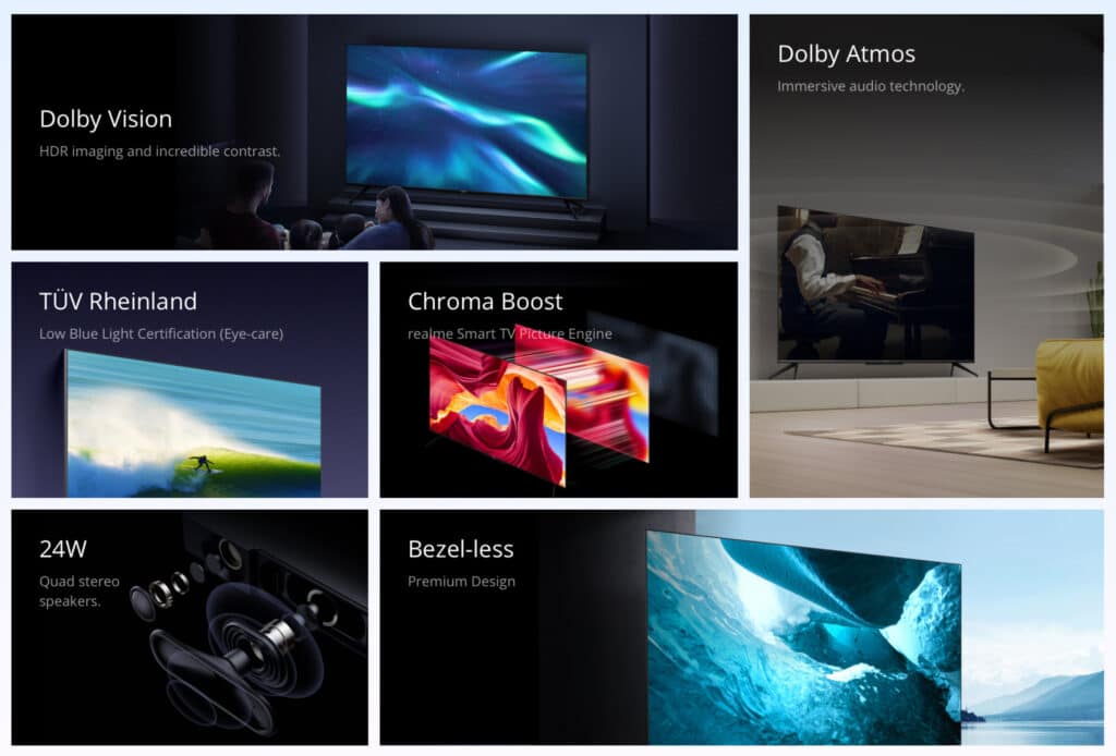 realme bewirbt die diversen Vorzüge seiner TVs.