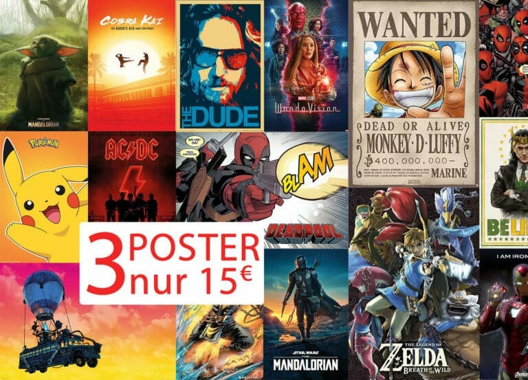 3 Poster für 15 Euro-Aktion (Marvel, Star Wars, Games, Filme uvm.)