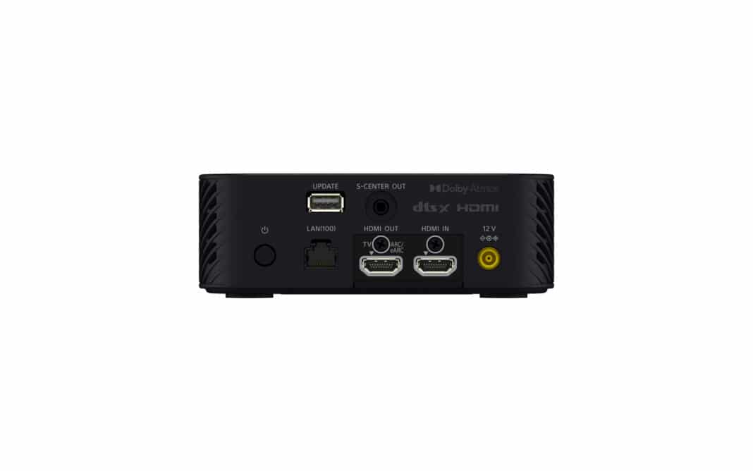 Anschl&uuml;sse der HT-A9 Steuerbox inkl. HDMI 2.1 Ein-/Ausg&auml;ngen (eARC), LAN (100 Mbit/s) sowie ein S-Center-Out f&uuml;r kompatible Sony TVs