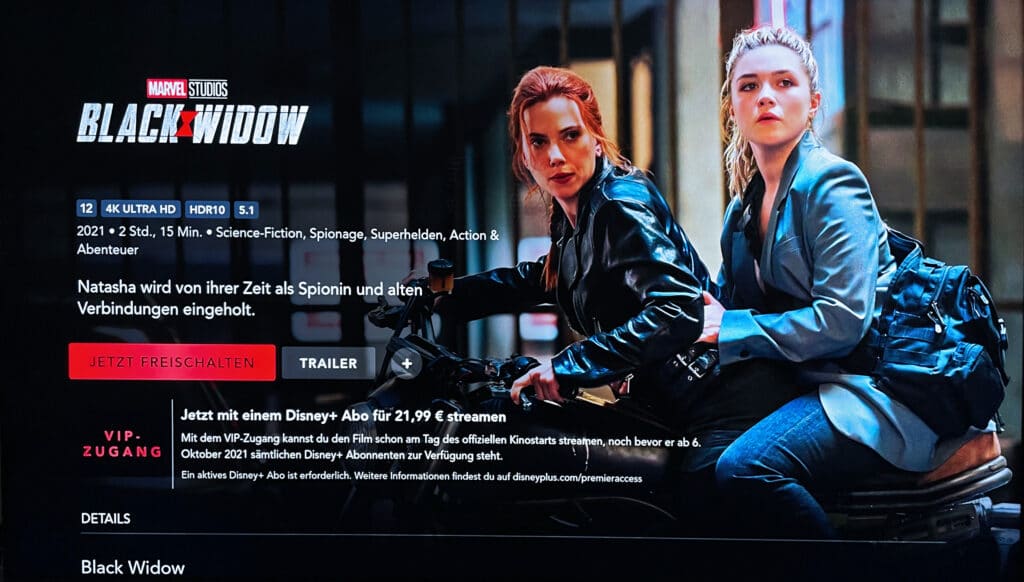 22 Euro kostet der Heimkino-Zugang für "Black Widow" auf Disney+