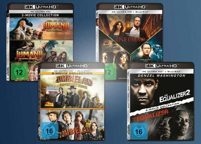 Amazon listet exklusive 4K Komplettboxen zu „Equalizer“, „Zombieland“, „Jumanji“ und den Robert Langdon-Filmen