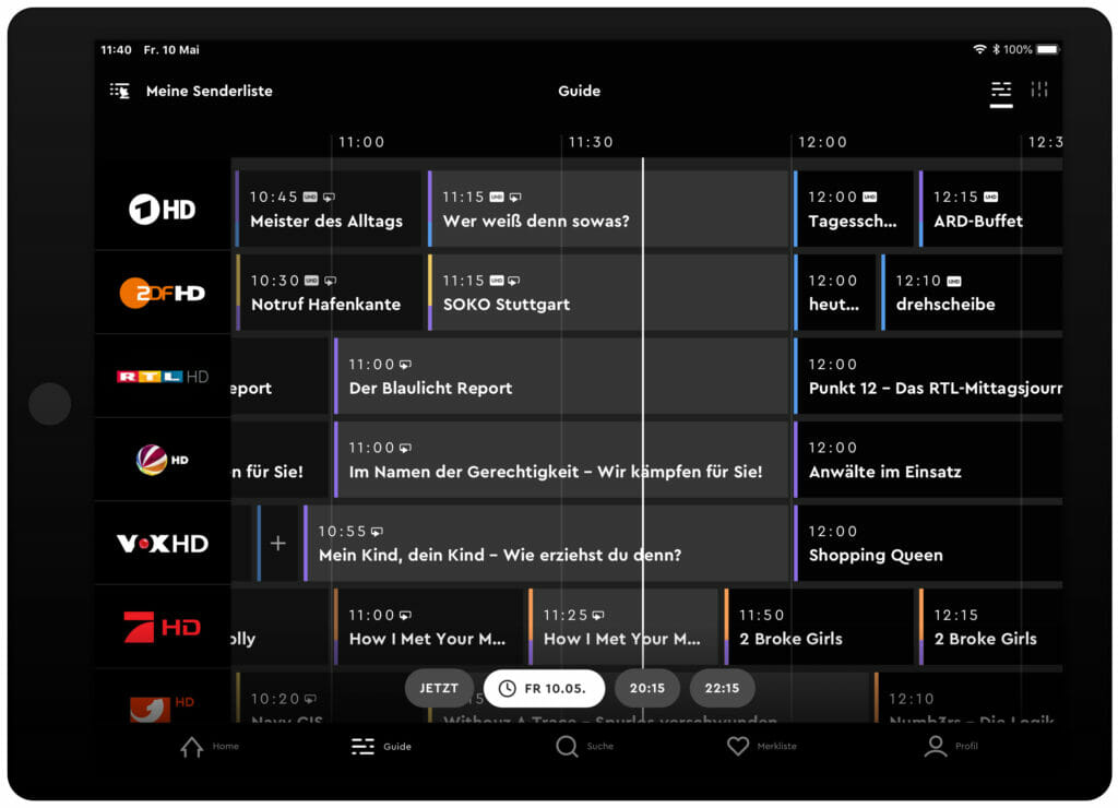 Das EPG der HD+ App mit der ToGo-Option