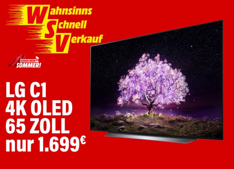 Media Markt unterbietet alle: LG C1 4K OLED TV mit 65 Zoll für nur 1.699 Euro (nach Direktabzug)
