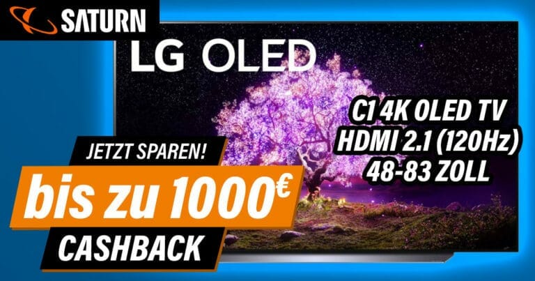 Bis zu 1000 Euro Cashback auf Topseller-OLED-TV von LG sichern!