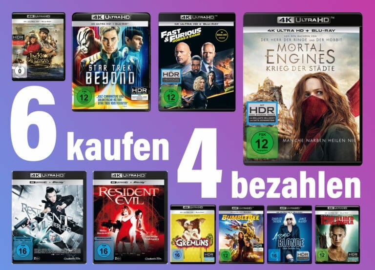 4K UHD Disc: 6 kaufen und nur 4 bezahlen! Wählt aus über 130 Titeln