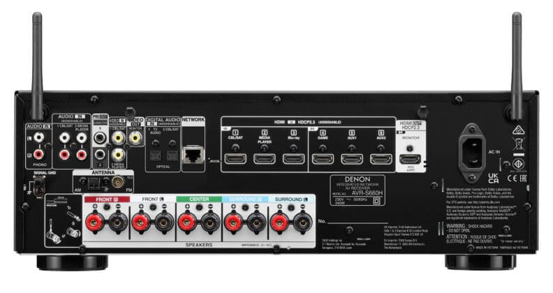 Anschluss-Board des AVR-S660H inkl. HDMI 2.1-Ports