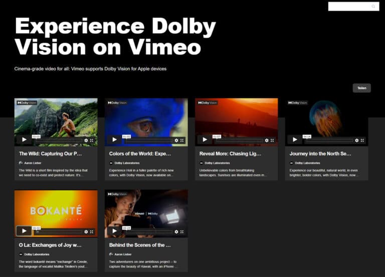 Vimeo Videoplattform unterstützt Dolby Vision auf Apple-Geräten