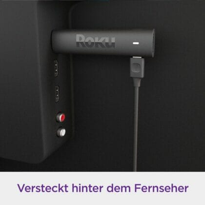 Der kompakte HDMI-Streaming-Stick verschwindet hinter dem TV