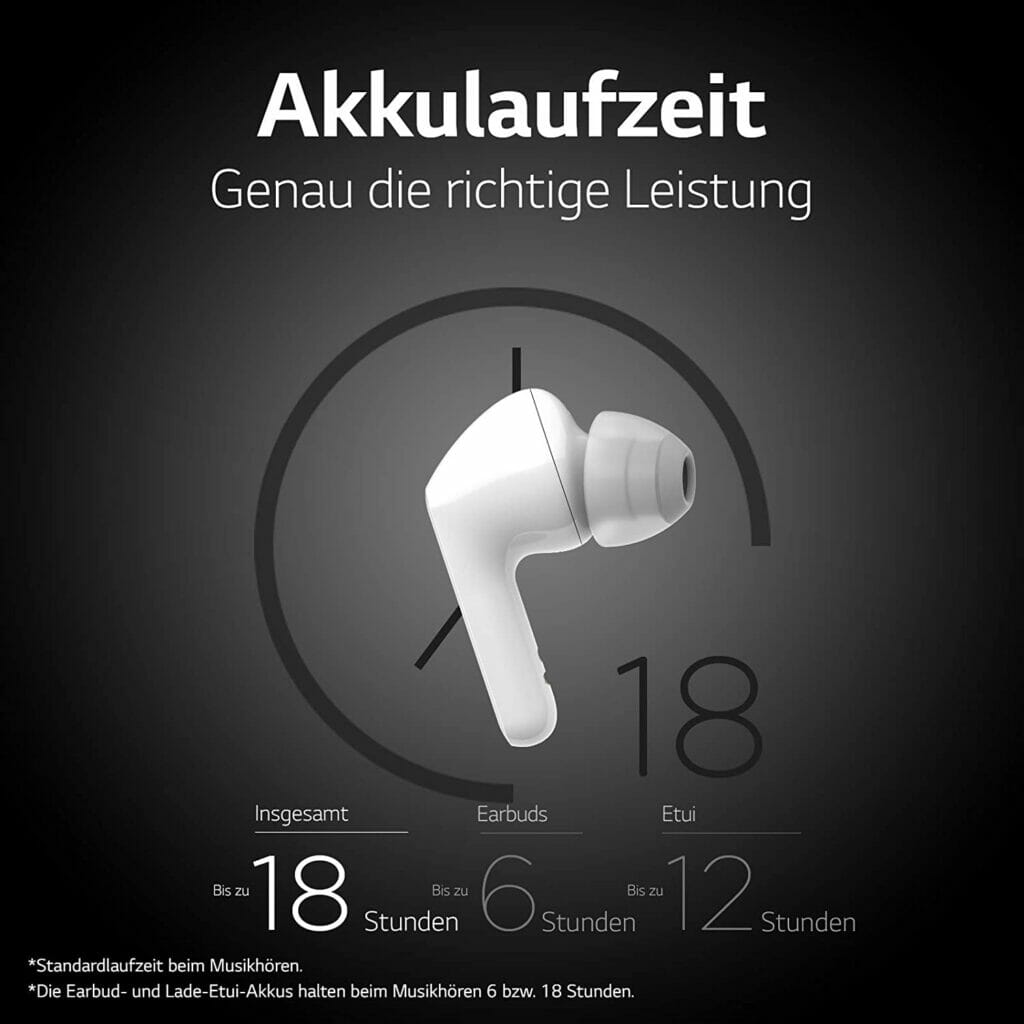 Akkulaufzeit 18 Stunden LG Free Tone FN6