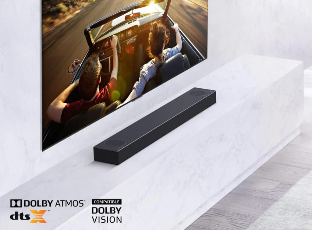 Die LG DSN7CX Soundbar verarbeitet 4K@60Hz-Signale mit HDR10, Dolby Vision, Dolby Atmos und DTS:X
