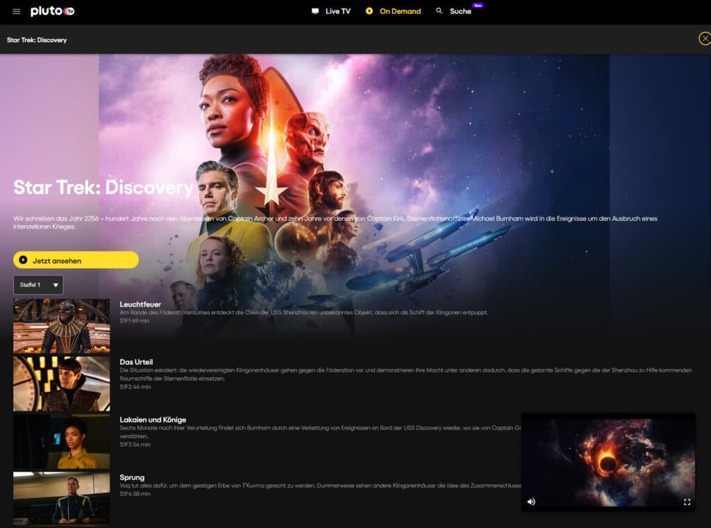 Die erste Staffel von Star Trek Discovery lässt sich auf Pluto TV On-Demand abrufen