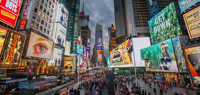 Keine Angst - wir überfluten dich nicht mit Werbung wie hier am Time Square (New York)