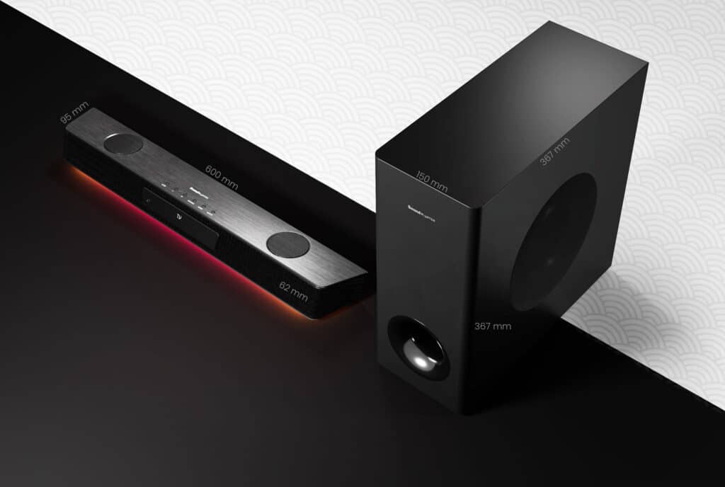 Überzeugt mit einem klaren und schicken Design: die Creative Katana V2 Soundbar