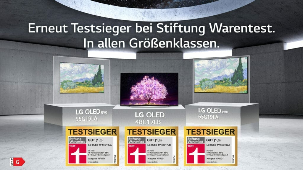 Der LG C1 4K OLED TV mit 48 Zoll sicherte sich bei Stiftung Warentest den Testsieg mit der Bewertung "Gut" (1.8)