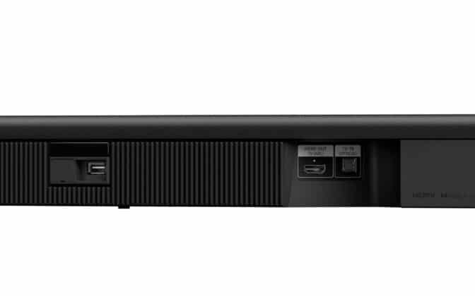 Anschlüsse der HT-S400 inkl. HDMI, S/Pdif (optisch-digital) und USB für Service (Bluetooth integriert)