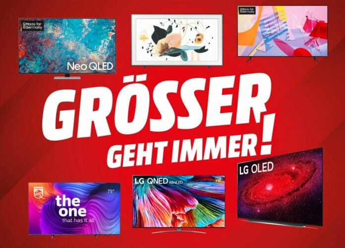 Reduziert und 10 Prozent Extra-Rabatt oben drauf! XXL-Fernseher ab 70 Zoll auf mediamarkt.de