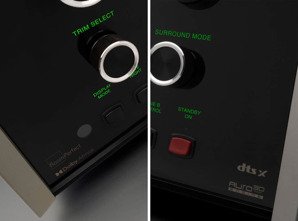 Der MX180 nutzt die Room Perfect Kalibrierung und unterstützt Dolby Atmos, DTS:X Pro und Auro 3D-Sound