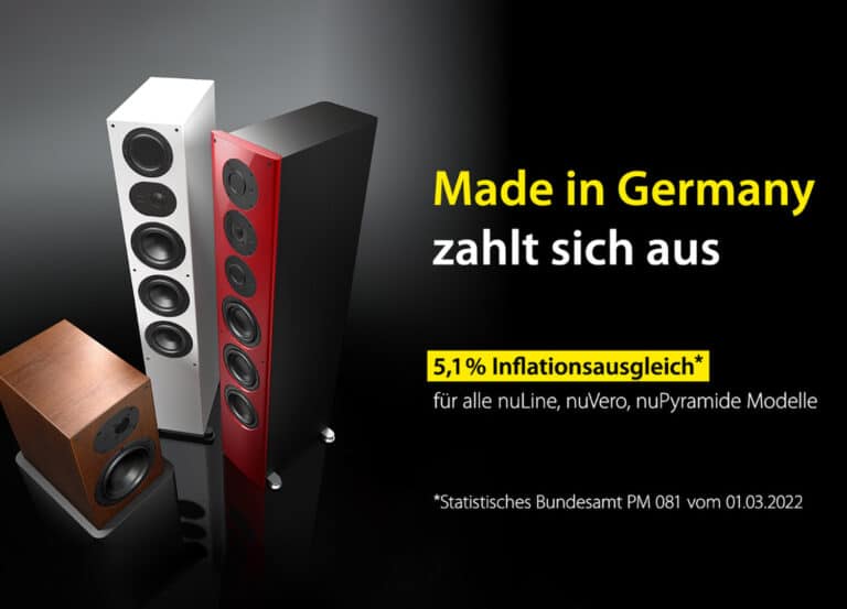 Nubert: Inflationsausgleich-Rabatt auf ausgewählte „Made in Germany“ Lautsprecher