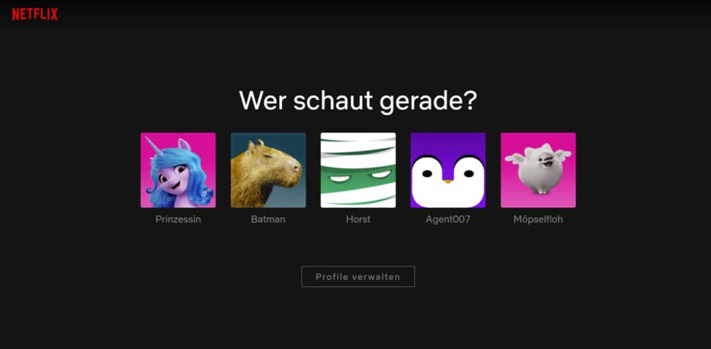 Ob auch wirklich alle Profile dieses Netflix-Accounts aus einem Haushalt stammen? Oder wird hier das Passwort mit Dritten geteilt?