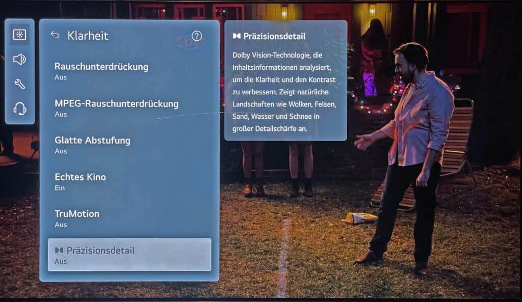Dolby Precision Detail bzw. Präzisionsdetails auf einem LG C2 OLED TV