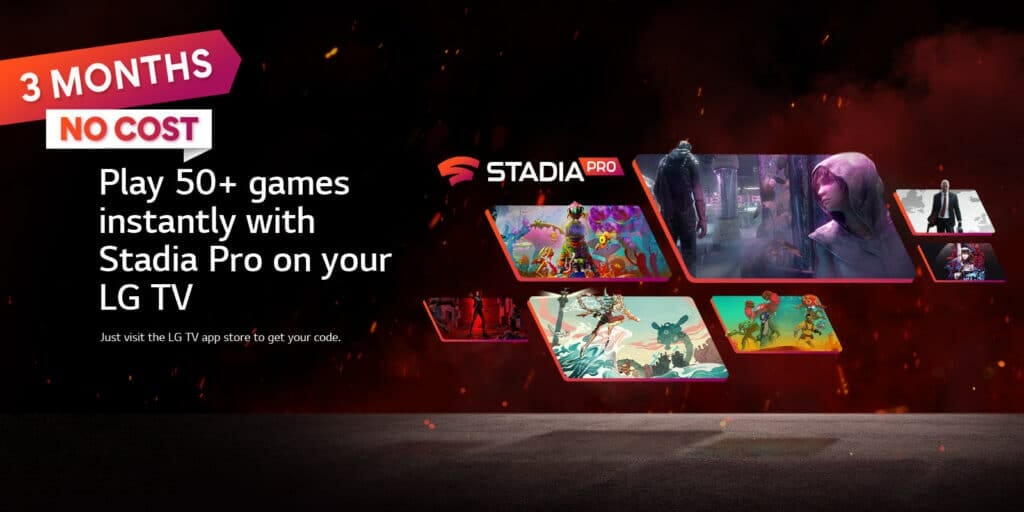 Google Stadia Pro ist für Besitzer von LG-TVs drei Monate kostenfrei.