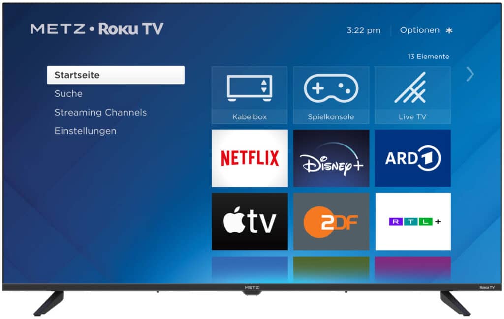 Das Dashboard von Roku TV sieht recht minimalistisch aus.