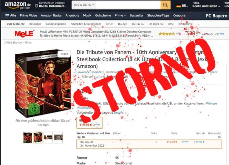 Amazon storniert Bestellungen der „Die Tribute von Panem“ 4K-Collection wegen Preisfehler