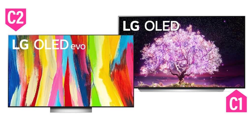 Vergleich LG C2 OLED Evo TV (2022) mit LG C1 OLED TV (2021)
