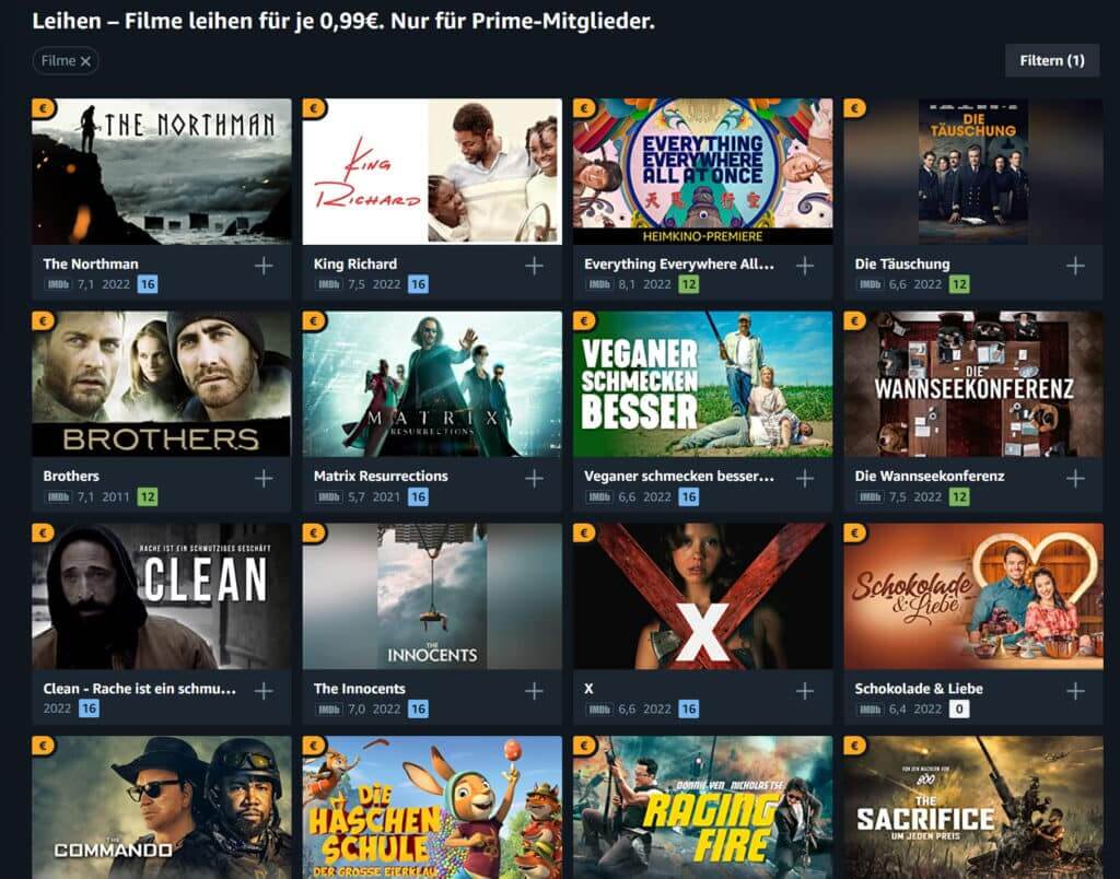 Die Auswahl der 99-Cent-Aktion auf Prime Video kann sich sehen lassen