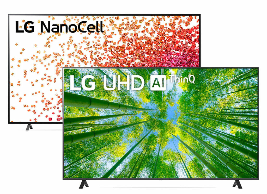 86 Zoll Fernseher von LG mit seitlichen Standfüßen können bei unsachgemäßem Aufbau umkippen