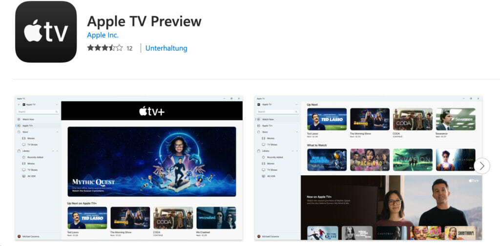 Apple TV ist für Windows in die Vorschau gegangen.