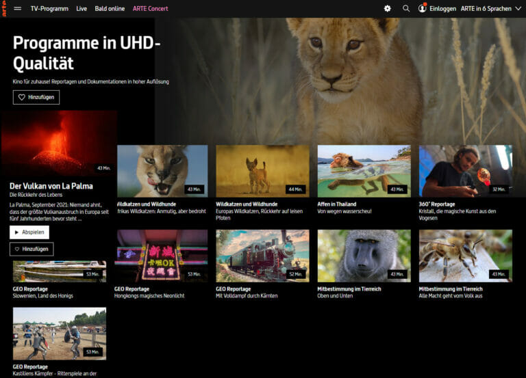 ARTE: eigener Bereich für kostenlose UHD-Videostreams – weiterhin kein 4K Sender