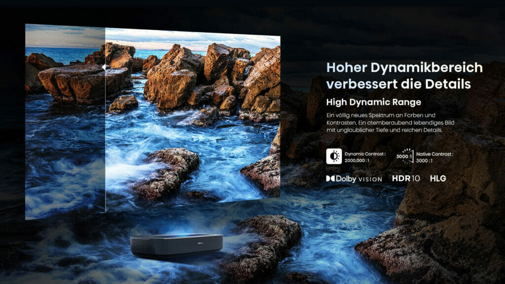 Hisense PL1 mit kontrastreicher, realistischer Bilddarstellung dank HLG, HDR10 und Dolby Vision