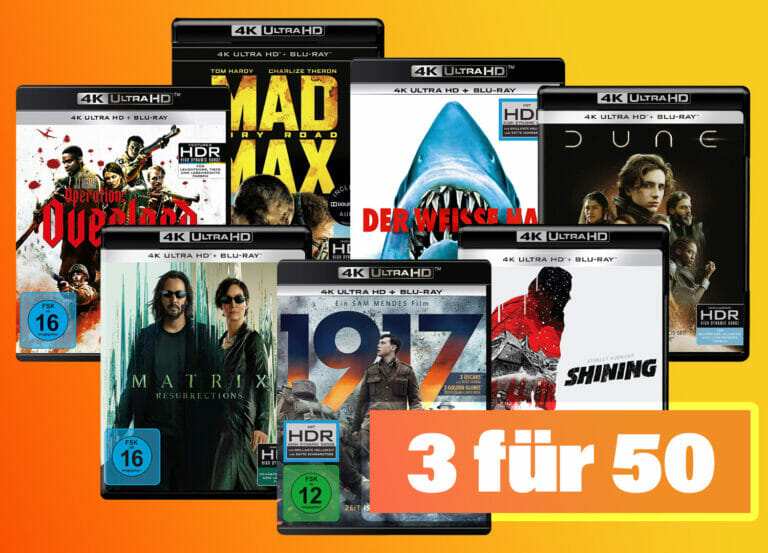 Wählt aus 180 Aktionstiteln: Drei UHD Blu-rays zum Preis von 50 Euro!