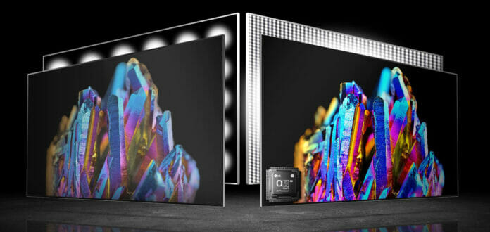 LG bewirbt seine QNED-LCDs mit Mini LED.