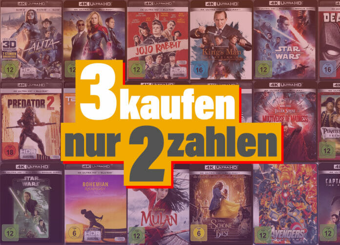 3 kaufen nur 2 zahlen auf ausgewählte 4K Blu-rays von Disney, Star Wars, Marvel und Co.