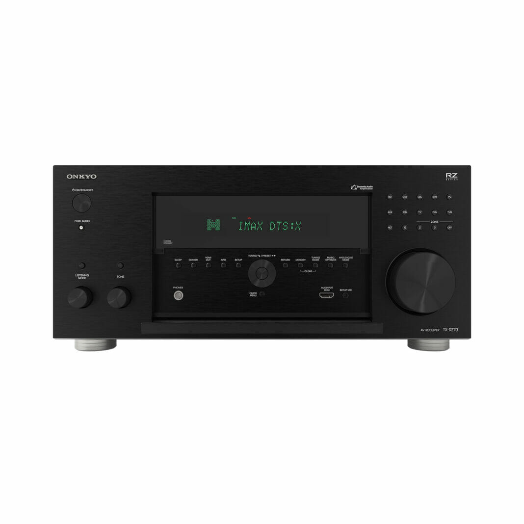 Onkyo TX-RZ70 Frontabbildung mit gef&ouml;ffneter Blende
